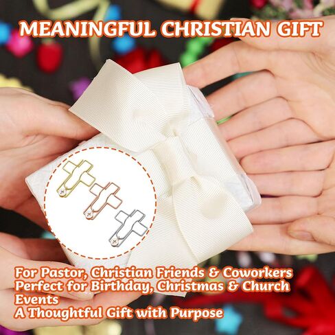 9 عبوات من حامل القلم الورقي المتقاطع مع سحر المينا المتقاطع المعدني على شكل متقاطع لأقلام القلم المرتكزة على الإيمان لأجهزة الكمبيوتر المحمولة والأناجيل والمجلات والمخططين واللوازم المكتبية، ذهبي فضي وردي ذهبي in Kuwait