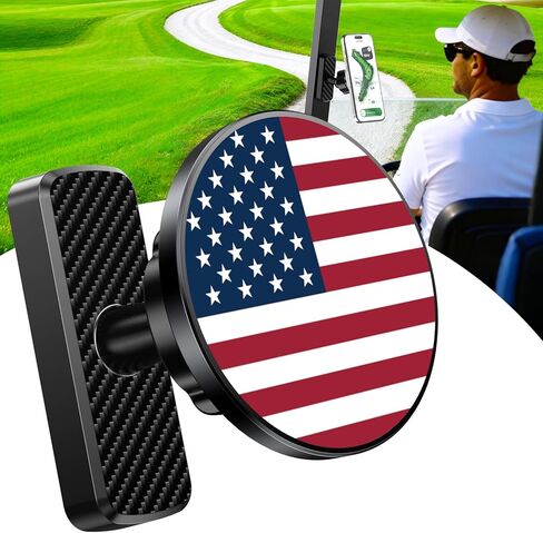 Magnetic Golf Cart Phone Holder, Golf Accessories Gifts for Men Dad Husband Unique, 360° Rotation US Flag Phone Mount for Golf Cart, Birthday Golf Gifts for Men Him Boyfriend, 2026 Golfers Must Haves in Saudi Arabia