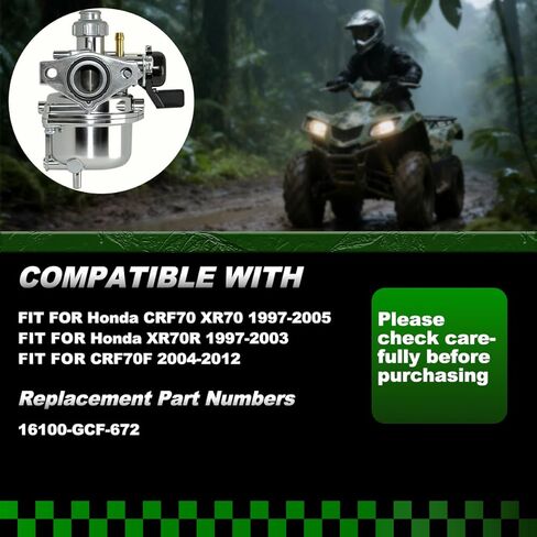 CRF70 XR70 Carburetor Fit for Honda CRF70 XR70 1997-2005 for Honda XR70R 1997-2003 for CRF70F 2004-2012 16100-GCF-672 16100-GCF-671 W/Air Filter & Fuel Petcock Valve & Spark Plug in Saudi Arabia