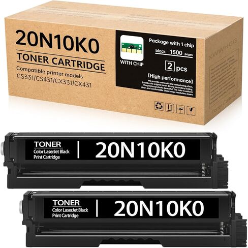 خرطوشة حبر CS331 CX331 مكونة من 4 عبوات - بديلة لـ 20N10K0، 20N10C0، 20N10M0، 20N10Y0 | متوافق مع طابعات Lexmark CS331، CS431، CX331، CX431 (BK/C/M/Y) in Kuwait