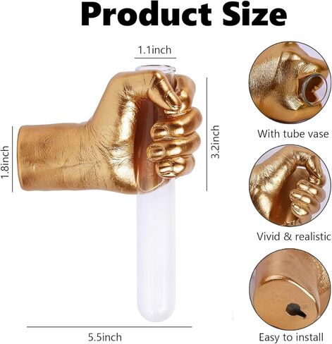 منحوتات جدارية ذهبية، مزهريات جدارية يدوية لديكور المنزل، منحوتة فنية مثبتة على الحائط، ديكور مزهرية فنية فريدة من نوعها، مزهرية معلقة حديثة لديكور غرف المعيشة، تمثال مزهرية أنبوب اختبار معلق (ذهبي) in Kuwait