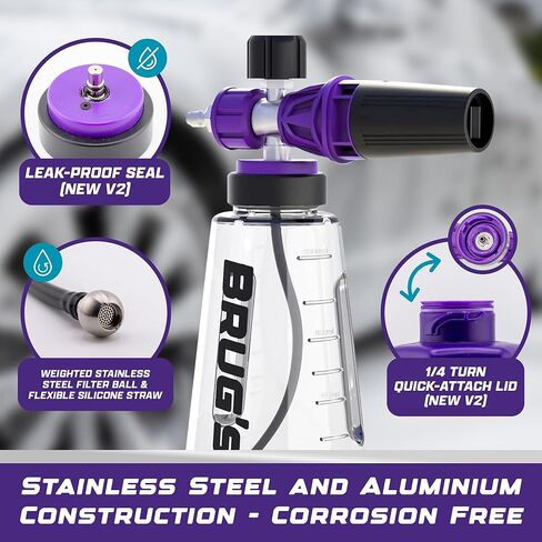 Brug's™ Pro Foam Cannon Clear Edition V2 - Professional Car Wash Foam Gun for Pressure Washer - Adjustable Spray Blaster, 1.1mm Orafice, Wide Neck Bottle, 1/4" Quick Connector - Snow Foam Cannon in Saudi Arabia