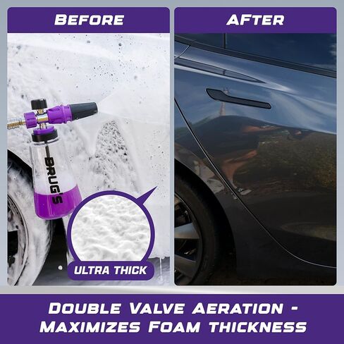 Brug's™ Pro Foam Cannon Clear Edition V2 - Professional Car Wash Foam Gun for Pressure Washer - Adjustable Spray Blaster, 1.1mm Orafice, Wide Neck Bottle, 1/4" Quick Connector - Snow Foam Cannon in Saudi Arabia