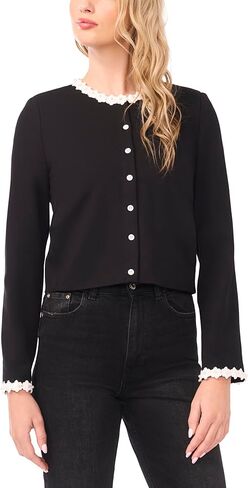 CeCe Women's Crochet Floral Trim Bracelet Cardigan in Saudi Arabia