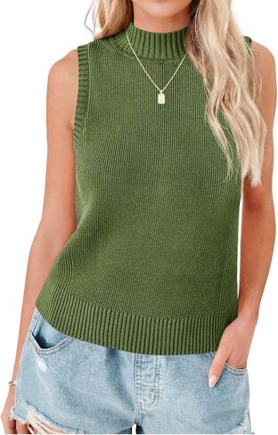 Saodimallsu Womens Ribbed Tank Tops High Neck 2026 Summer Sleeveless Mock Neck Casual Slimming Knit Sweater Vests in Saudi Arabia