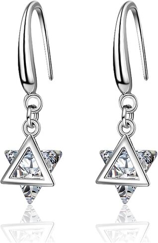 Silver Plated Star of David Dangle Earrings for Women Rhinestone Triangle Earrings Jewish Star-of-David Earring in Kuwait