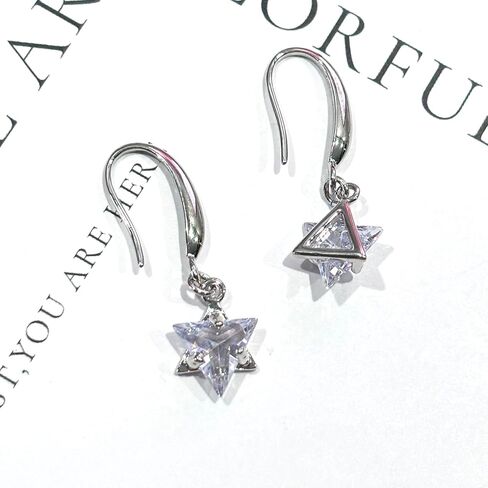 Silver Plated Star of David Dangle Earrings for Women Rhinestone Triangle Earrings Jewish Star-of-David Earring in Kuwait