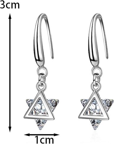 Silver Plated Star of David Dangle Earrings for Women Rhinestone Triangle Earrings Jewish Star-of-David Earring in Kuwait