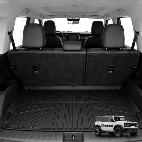 مجموعة سجادات الأرضية وبطانة الحمولة لجميع الأحوال الجوية لسيارة Ford Bronco 2021-2026 4 أبواب، بطانات أرضية TPE مخصصة مع حصيرة صندوق السيارة، ملحقات برونكو للصف الأول والثاني، وليس لنماذج برونكو سبورت والهجينة in Kuwait