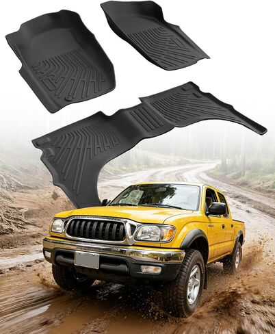 Floor Mats for Toyota Tacoma 2001-2004(ONLY Fit Double Cab) All Weather Custom Fit Heavy Duty Rubber Liner, 1st & 2nd Row, Car Accessories for Tacoma 2001 2002 2003 2004 in Kuwait