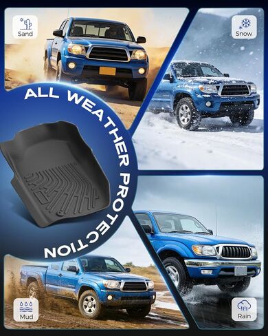 Floor Mats for Toyota Tacoma 2001-2004(ONLY Fit Double Cab) All Weather Custom Fit Heavy Duty Rubber Liner, 1st & 2nd Row, Car Accessories for Tacoma 2001 2002 2003 2004 in Kuwait