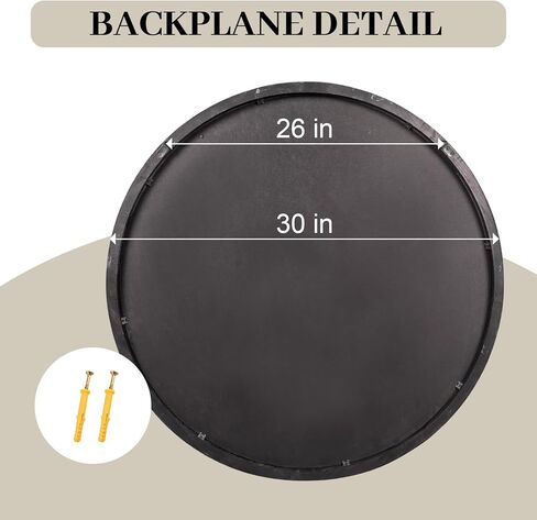 مرآة خشبية مستديرة مقاس 30 بوصة، مرآة خشبية كبيرة، مرايا مستديرة من الخشب الريفي لتزيين الحائط، مرايا حائط دائرية للمدخل، غرفة المعيشة، إطار أبيض مغسول in Kuwait