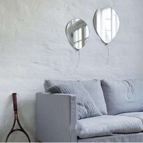Frameless Small Decorative Mirror Unique Balloon Shape with Polished Edge Bevelled HD Vanity Glass Mirror Punch-Free Design for Bathroom Bedroom Living Room in Saudi Arabia