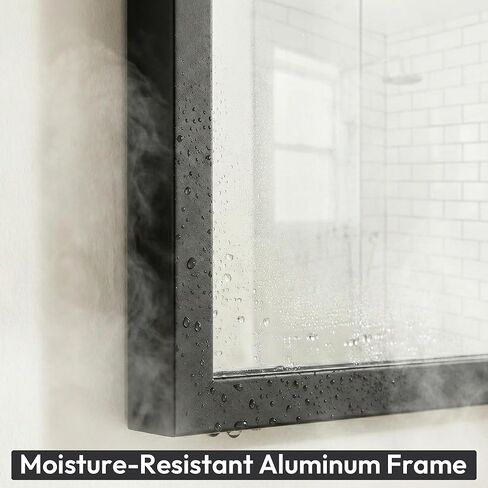 24" x36" Matte Black Wall Mirror for Bathroom, 36" x 24" Metal Framed Vanity Mirror, Modern Minimalist Rectangular Decor for Entryway, Vertical/Horizontal Hang in Saudi Arabia