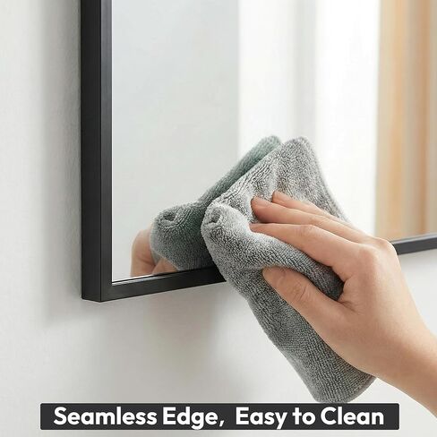 24" x36" Matte Black Wall Mirror for Bathroom, 36" x 24" Metal Framed Vanity Mirror, Modern Minimalist Rectangular Decor for Entryway, Vertical/Horizontal Hang in Saudi Arabia