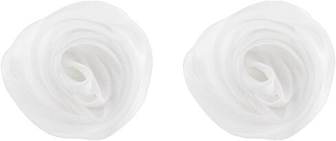 Dainty Fabric Rose Flower Stud Earrings for Women Handmade 5cm 3D Organza Chunky Floral Bud Dangle Earring Elegant Wedding Birthday Holiday Costume Accessories Jewelry Gifts in Saudi Arabia