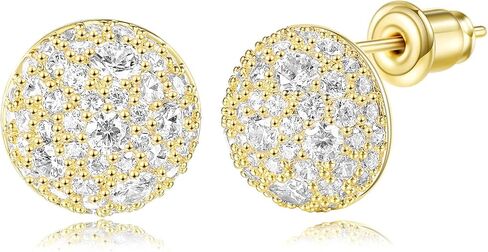 MDFUN14K Gold Plated Sterling Silver Post Stud Earrings,Whole Micro-Paving Set Sparkly Cubic Zirconia Stud Earrings in Saudi Arabia