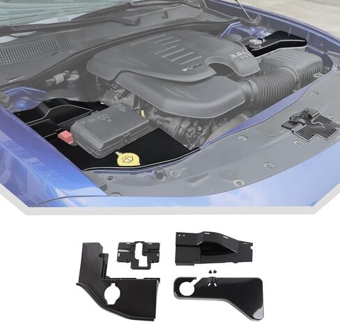 JeCar 4pcs Carbon Fiber Engine Bay Dust Cover Trim Kit for 2011-2023 Dodge Charger in Saudi Arabia
