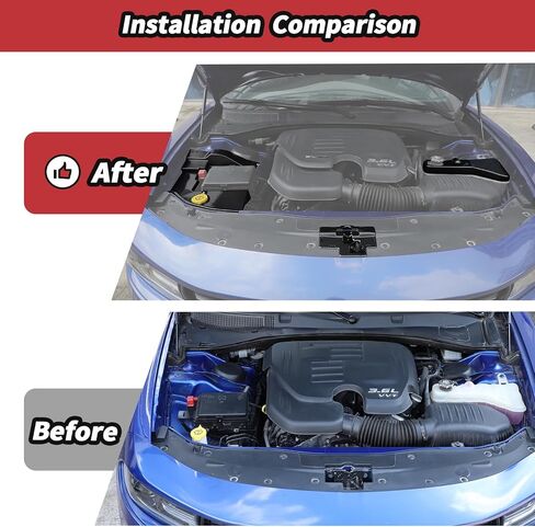 JeCar 4pcs Carbon Fiber Engine Bay Dust Cover Trim Kit for 2011-2023 Dodge Charger in Saudi Arabia