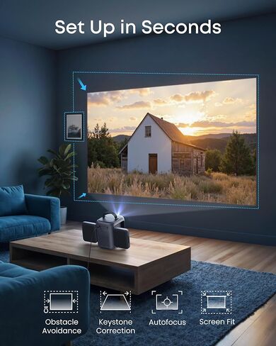 جهاز عرض Anker Nebula P1i المحمول مع WiFi وBluetooth من Soundcore، تصميم قابل للطي، 1080P FHD، 380 ANSI Lumens، تركيز تلقائي/حجر الزاوية، عدسة زجاجية بالكامل، مكبر صوت مدمج in Kuwait