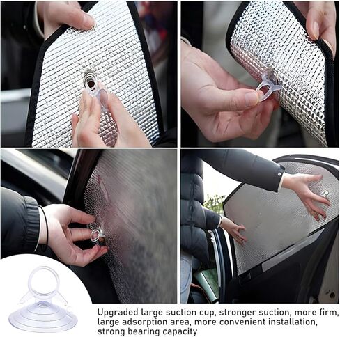 30PCS Car Glass Windshield Sunshade Suction Cups, Powerful Pull Ring Vehicle Window Shade Suction Cups, Multifunction Auto Sun Visor Sucker Hook, Universal for Vehicles (Transparent, 4.5 cm) in Saudi Arabia