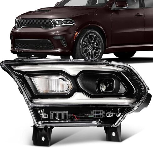 SCITOO Headlight Assembly Fit 2021-2024 for Dodge Durango Black Housing Clear Lens Left Side Headlight 68433779AF in Saudi Arabia