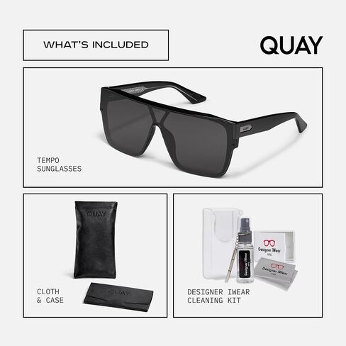 نظارة شمسية QUAY TEMPO Shield للرجال والنساء + حزمة مع طقم نظارات إكسسوارات in Kuwait
