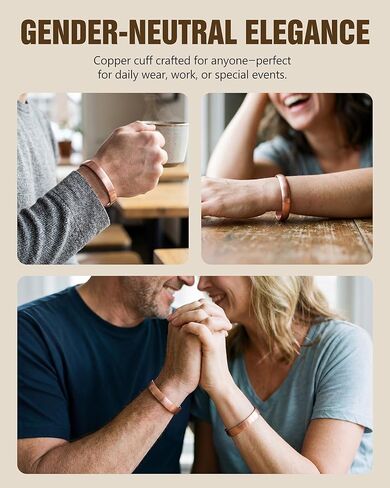 Jecanori Pure Copper Bracelet — 99.99% Real Solid Copper Bracelet for Men & Women, Adjustable Tibetan Cuff Bangle, Gift Box Included in Kuwait