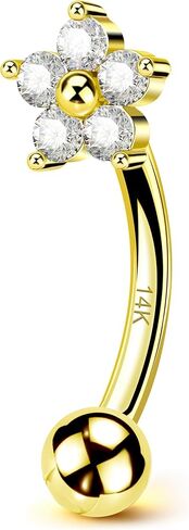 Jewseen 9K Gold Rook Piercing Jewelry 16g Rook Earring Flower Eyebrow Piercing Jewelry CZ Eyebrow Ring Daith Piercing Jewelry Lip Piercing Jewelry for Women Men in Kuwait