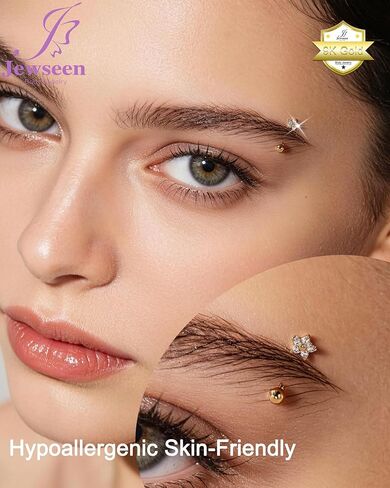 Jewseen 9K Gold Rook Piercing Jewelry 16g Rook Earring Flower Eyebrow Piercing Jewelry CZ Eyebrow Ring Daith Piercing Jewelry Lip Piercing Jewelry for Women Men in Kuwait