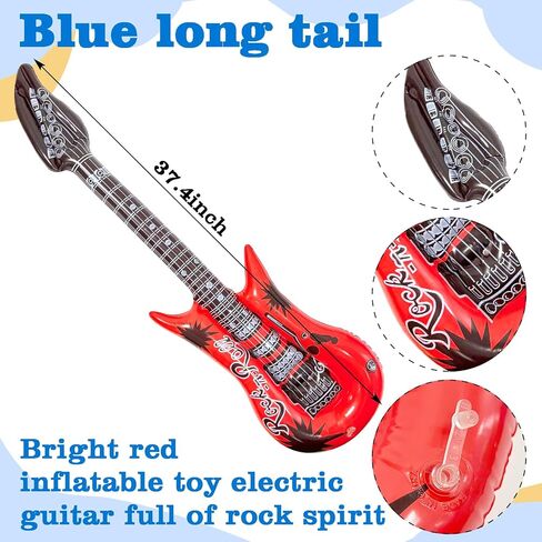 4PCS Blue Cat Costume Set Blue Cat Ears And Tail Yellow Glasses Inflatable Red Guitar for Halloween Cosplay Book Day Dress Up Party in Kuwait