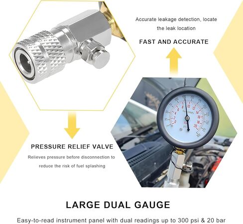 Compression Tester Kit, 0-300 PSI Petrol Engine Cylinder Pressure Test Tool with Hose & Adapters, Small Engine Compression Gauge Tool Set for Testing Car Motorcycle Snowmobile in Kuwait