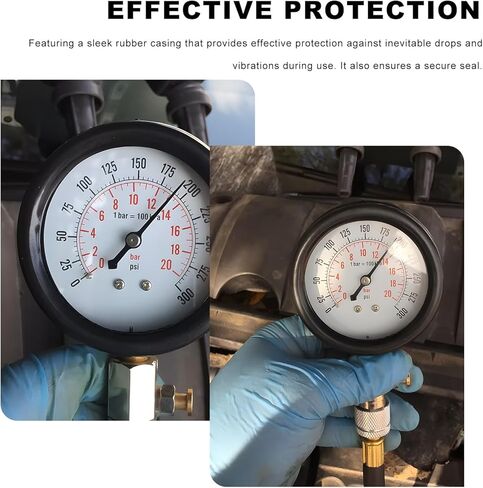 Compression Tester Kit, 0-300 PSI Petrol Engine Cylinder Pressure Test Tool with Hose & Adapters, Small Engine Compression Gauge Tool Set for Testing Car Motorcycle Snowmobile in Kuwait