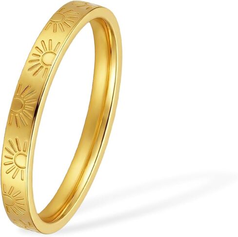 خاتم Sunshine للنساء والرجال، 2 مم 18 قيراط منقوش بالذهب ومطلي بالذهب من التيتانيوم، خاتم You Are My Sunshine بيان الفرقة in Kuwait