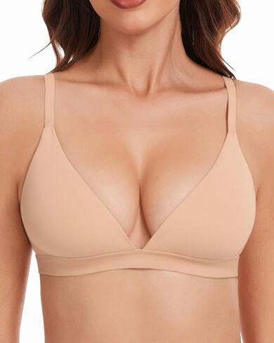 Triangle Bralette Unlined Cloud-Soft Plunge Bra Sexy Deep V Unpadded Wireless Seamless Sleep Tshirt Bra Under Mesh Top in Kuwait