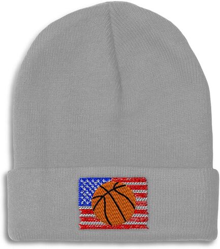 Beanies for Men Basketball B-Ball Sport USA Flag Skull Cap Winter Hats Women Acrylic One Size in Saudi Arabia