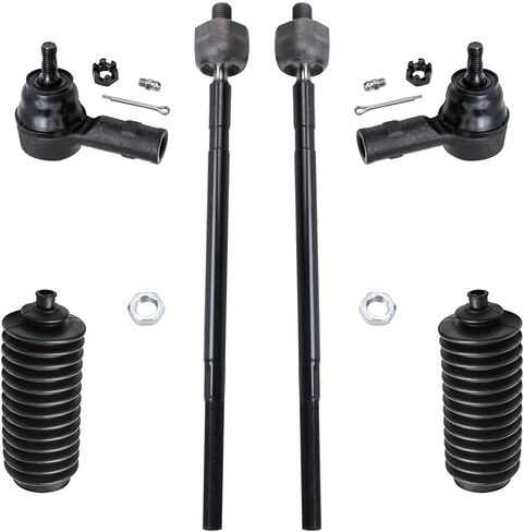 محور ديترويت - طقم قضبان ربط خارجية أمامية داخلية لسيارة فورد فوكس 2006-2007 تم تصميمها بعد 12/5/05، 4 وصلات نهاية قضيب ربط داخلية وخارجية، 2 أحذية TieRod ومنفاخ مع استبدال مشبك C المشبك in Kuwait