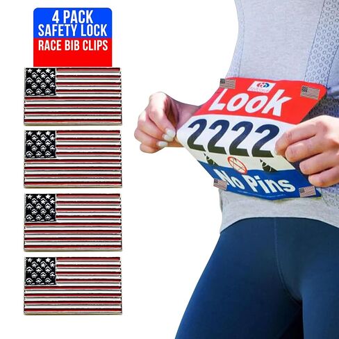 Metal Enamel Finish Strong Event Clips - Snap & Lock bibSNAPS for Runners, Non-Magnetic Race Bib Holder for Marathon, Safety Lock Race Clips, Runner Number Holder - 4 Pack in Saudi Arabia