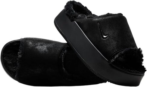 Nike Calm Elevation Fur Women's Slides (Black/Black) in Saudi Arabia