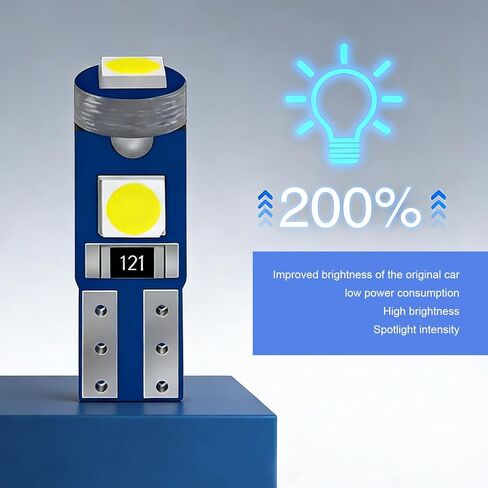 10 قطع من مصابيح LED للسيارة، T5 3030 3SMD ضوء قاعدة إسفين، 12 فولت فائق السطوع 74 37 27 17 2721 مصابيح بديلة للوحة لوحة قيادة السيارة، عالمية لمعظم السيارات (أبيض) in Kuwait
