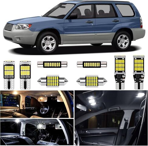 مجموعة مصابيح داخلية LED بيضاء لسوبارو فورستر 1998 1999 2000 2001 2002 2003 2004 2005 2006 2007 2008 سوبر برايت خريطة قبة أضواء لوحة ترخيص حمولة السيارة + أداة تثبيت in Kuwait