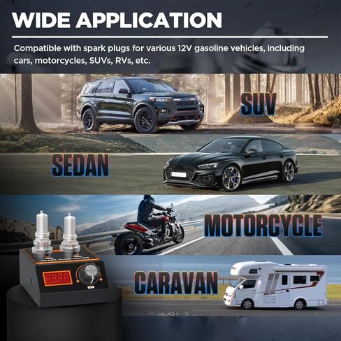 Spark Plug Tester, Automotive Engine Ignition Coil Tester Analyzer Dual Holes 500-9000RPM Adjustable Working Frequency & Hole Height, Spark Tester Tool for 12V Gasoline Vehicles, Motorcycle in Kuwait