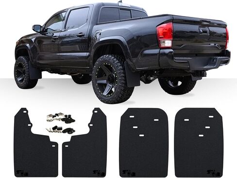 Rokblokz Mud Flaps for Toyota Tacoma - Fits 2016-2023 Model Years - Multiple Colors Available - Set of 4 - Includes Hardware and Detailed Instructions (Extra Large, Black with Black Logo) in Kuwait