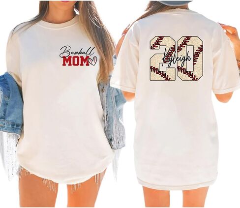 LASFOUR Personalized Baseball Mom Shirts for Women, Baseball Mama Sweatshirt, Custom Baseball Team Mom Gift Ideas in Saudi Arabia