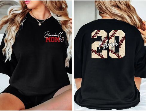 LASFOUR Personalized Baseball Mom Shirts for Women, Baseball Mama Sweatshirt, Custom Baseball Team Mom Gift Ideas in Saudi Arabia
