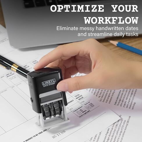 Self-Inking Date Stamp, 12-Year Adjustable Date Stamper with Built-in Black Ink Pad, Perfect for Office, Shipping, Receiving, Invoicing, Expiration & Due Date Marking in Saudi Arabia