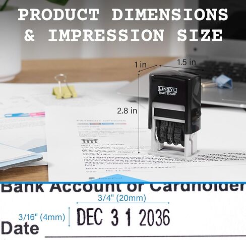 Self-Inking Date Stamp, 12-Year Adjustable Date Stamper with Built-in Black Ink Pad, Perfect for Office, Shipping, Receiving, Invoicing, Expiration & Due Date Marking in Saudi Arabia