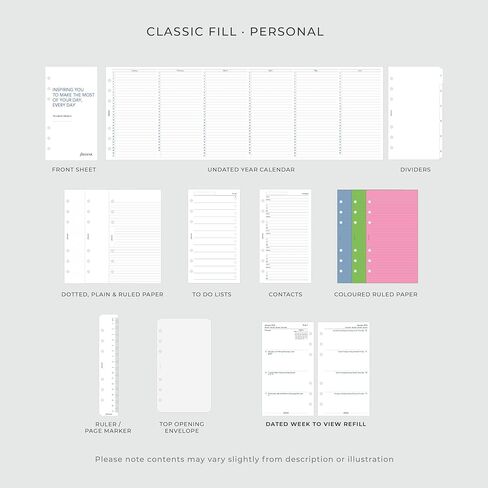 Filofax Metropol Organizer, Personal Size, Black - Leather-Look, Six Rings, Week-to-View Insert, Multilingual (C026902) in Saudi Arabia