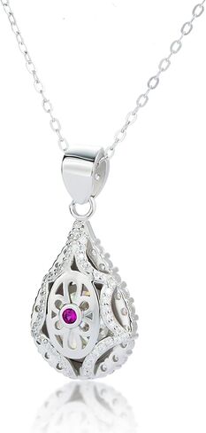 YSDD Teardrop 5 Carat Moissanite Pendant Necklace, 925 Sterling Silver Plated 18K White Gold Ladies Necklace Jewellery in Saudi Arabia
