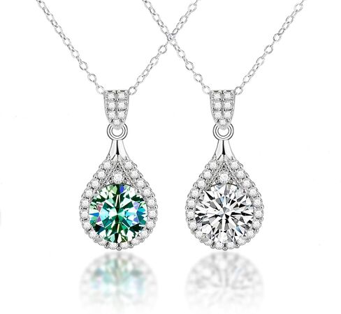 YSDD Teardrop 5 Carat Moissanite Pendant Necklace, 925 Sterling Silver Plated 18K White Gold Ladies Necklace Jewellery in Saudi Arabia